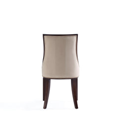 Fifth Avenue Faux Leather and Velvet Dining Chair in Tan and Walnut (set of 4) - Ornate Home