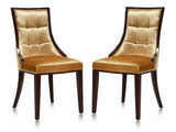 Fifth Avenue Velvet Dining Chair (Set of Two) in Antique Gold and Walnut - Ornate Home