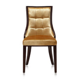Fifth Avenue Velvet Dining Chair (Set of Two) in Antique Gold and Walnut - Ornate Home