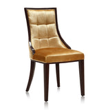 Fifth Avenue Velvet Dining Chair (Set of Two) in Antique Gold and Walnut - Ornate Home