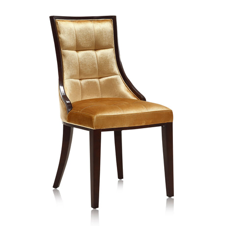 Fifth Avenue Velvet Dining Chair (Set of Two) in Antique Gold and Walnut - Ornate Home