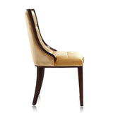 Fifth Avenue Velvet Dining Chair (Set of Two) in Antique Gold and Walnut - Ornate Home