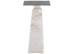 Figuration Gray/White Side Table w/ Marble Base - Ornate Home