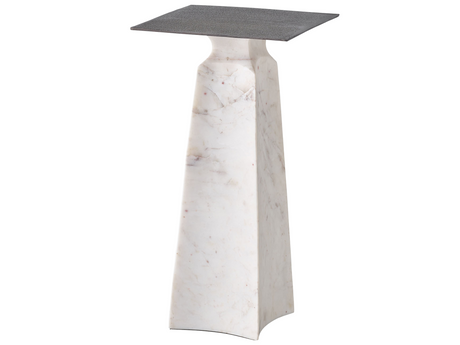 Figuration Gray/White Side Table w/ Marble Base - Ornate Home