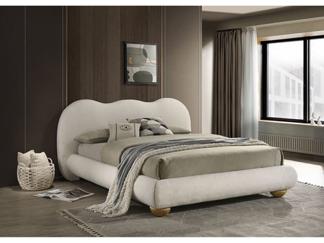 Finamore White/Natural Oak E.King Bed - Ornate Home