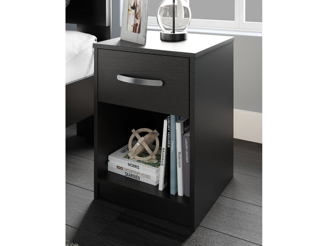 Finch Black One Drawer Nightstand (Online Special Price) - Ornate Home