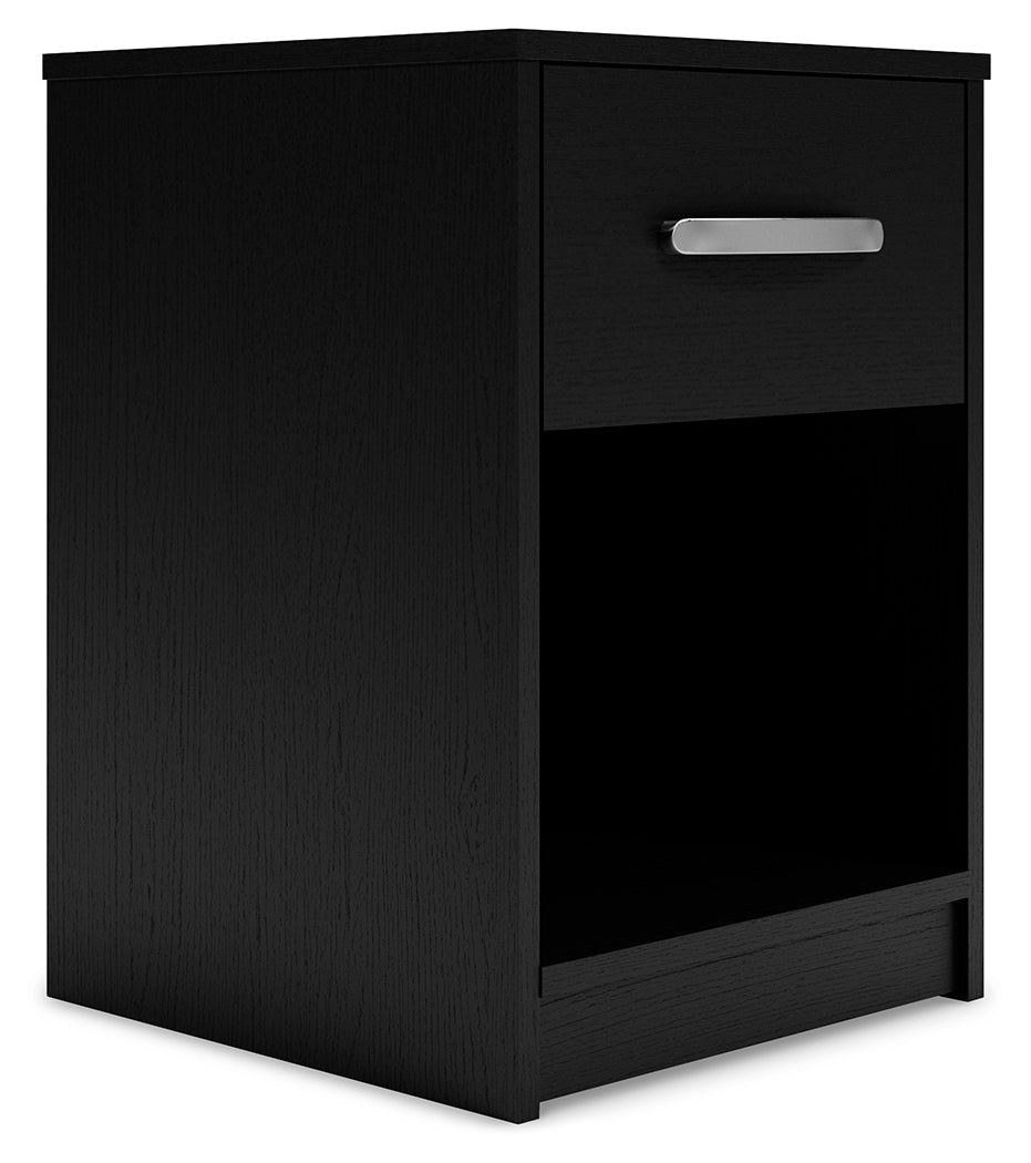 Finch Black One Drawer Nightstand (Online Special Price) - Ornate Home