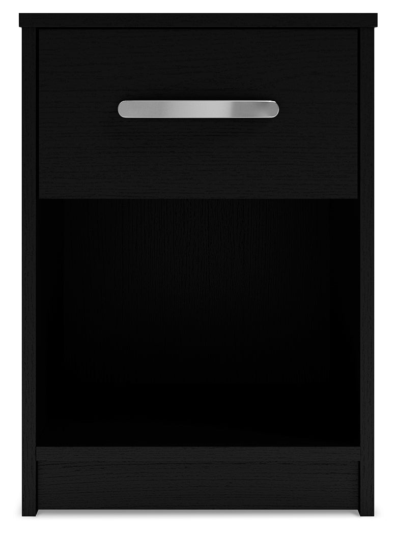 Finch Black One Drawer Nightstand (Online Special Price) - Ornate Home