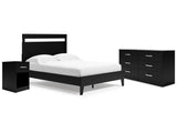 Finch Black Queen Panel Platform Bed with Dresser and Nightstand - Ornate Home