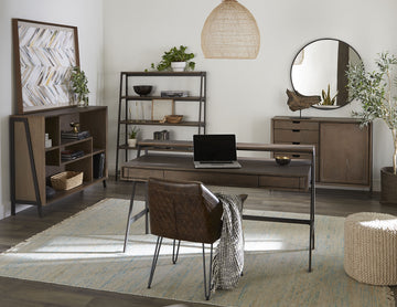 Finch Wood and Metal Secretary Desk in Buckwheat and Antique Bronze - Ornate Home