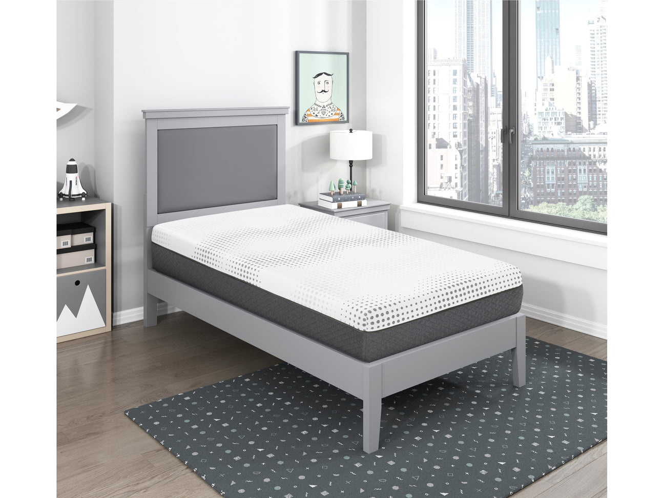 Findlay White 12" Twin Green Tea Gel-Infused Memory Foam Hybrid Mattress - Ornate Home