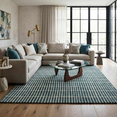 Finial Blue Wool Area Rug - Ornate Home