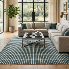 Finial Blue Wool Area Rug - Ornate Home