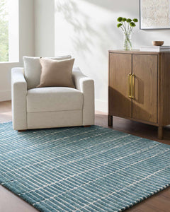 Finial Blue Wool Area Rug - Ornate Home