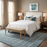 Finial Blue Wool Area Rug - Ornate Home