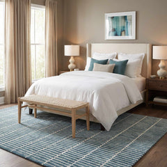 Finial Blue Wool Area Rug - Ornate Home