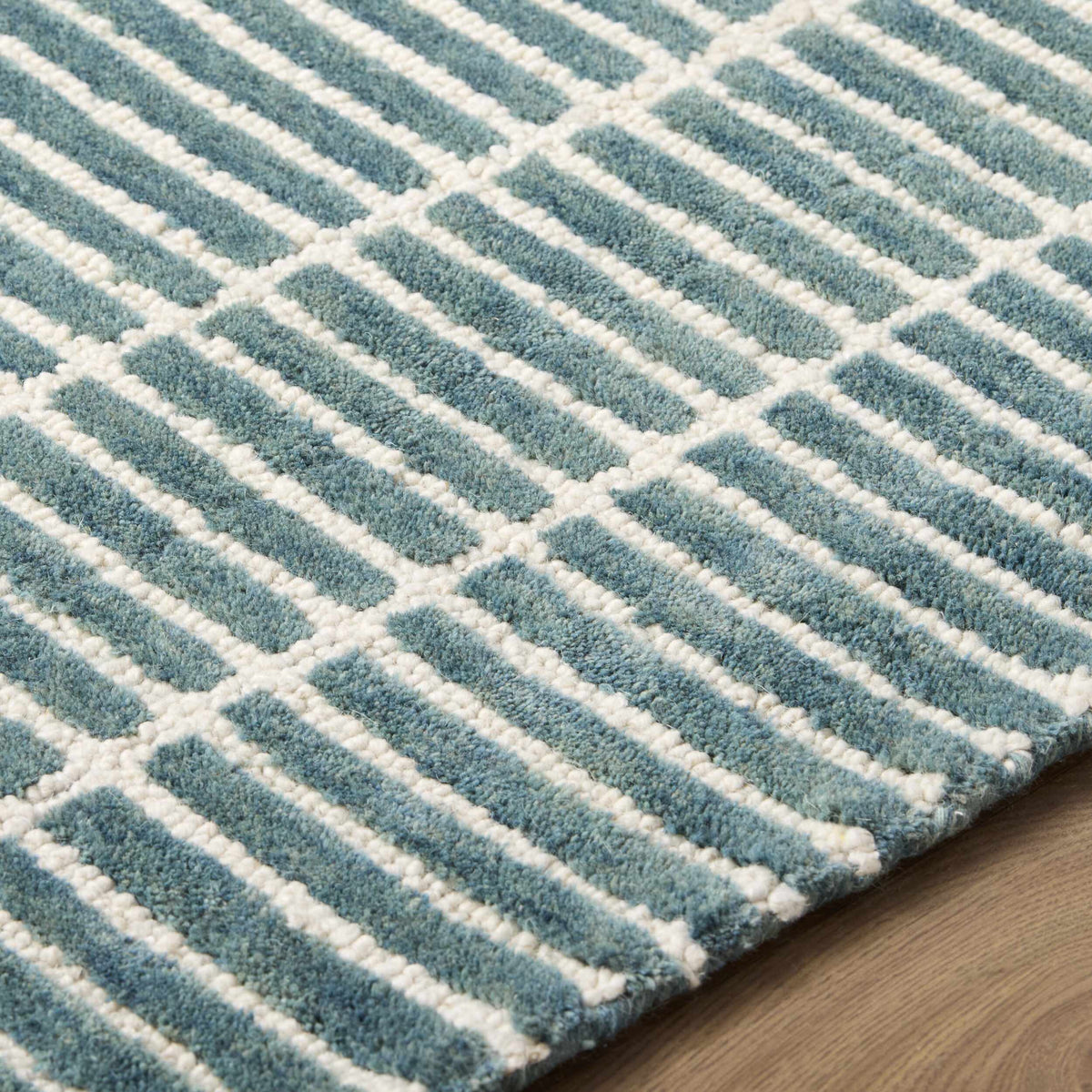 Finial Blue Wool Area Rug - Ornate Home