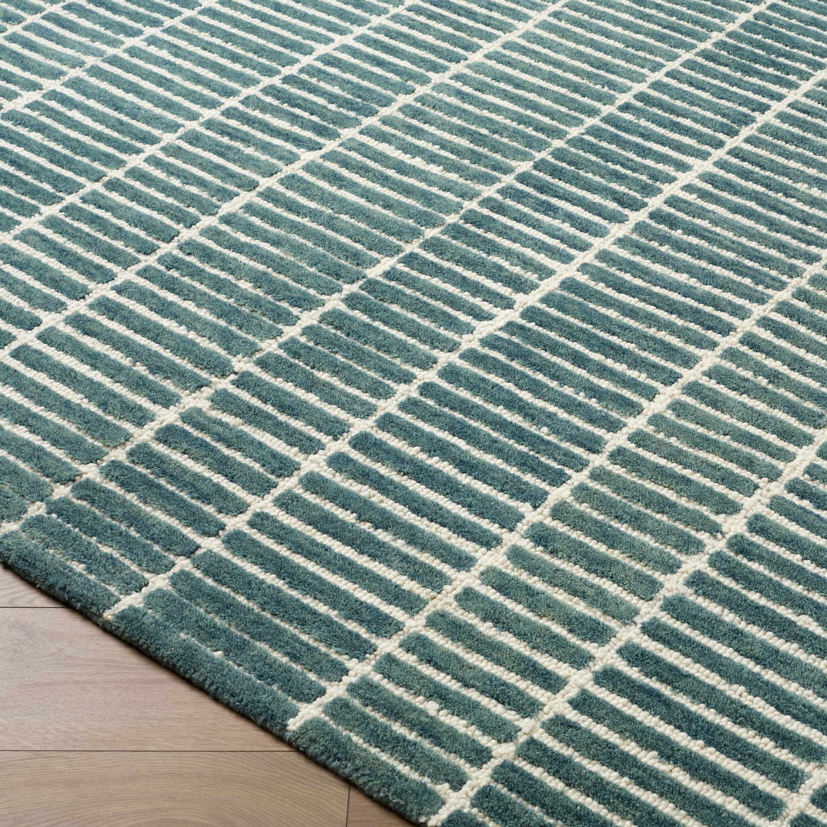 Finial Blue Wool Area Rug - Ornate Home