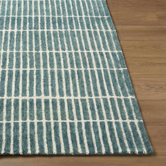Finial Blue Wool Area Rug - Ornate Home
