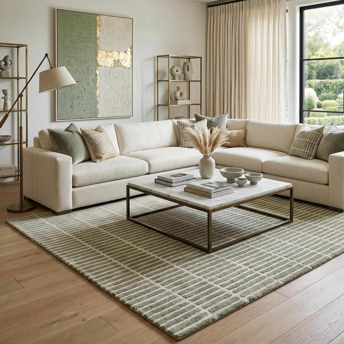 Finial Olive Wool Area Rug - Ornate Home