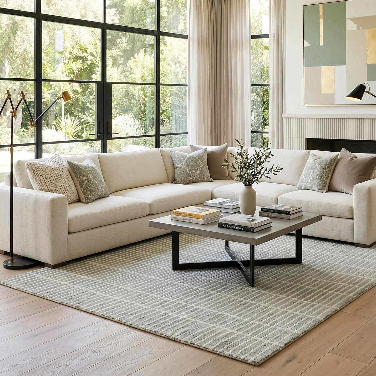 Finial Sage Wool Area Rug - Ornate Home