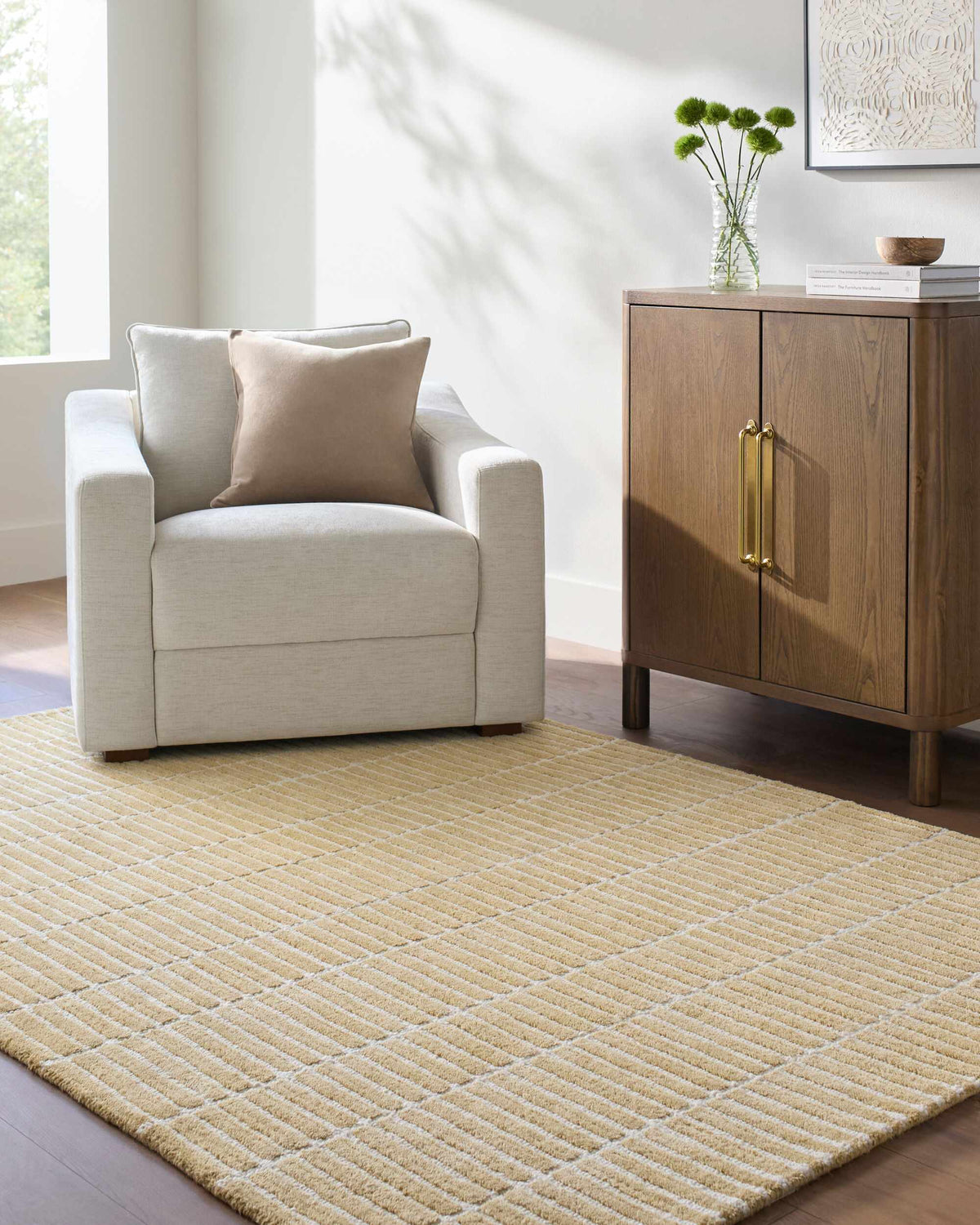 Finial Yellow Wool Area Rug - Ornate Home