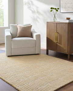 Finial Yellow Wool Area Rug - Ornate Home