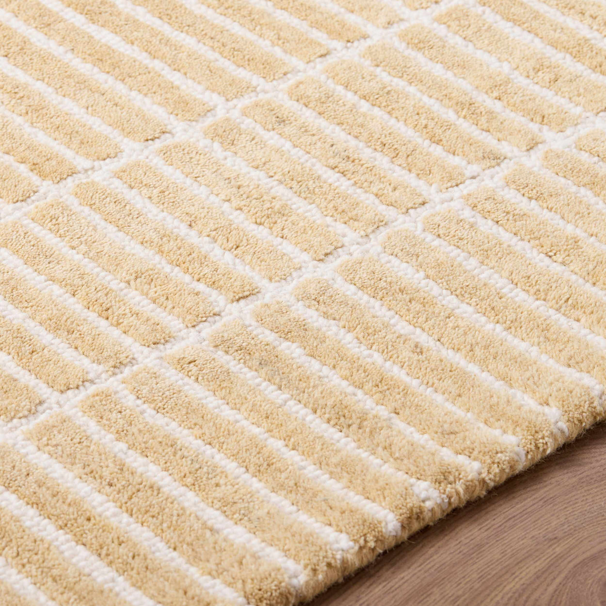 Finial Yellow Wool Area Rug - Ornate Home