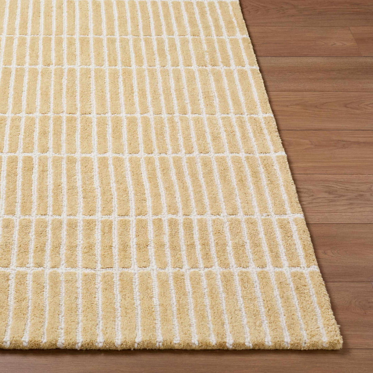 Finial Yellow Wool Area Rug - Ornate Home