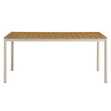 Finn Natural 71" Outdoor Patio Aluminum Dining Table with Faux Wood Top - Ornate Home