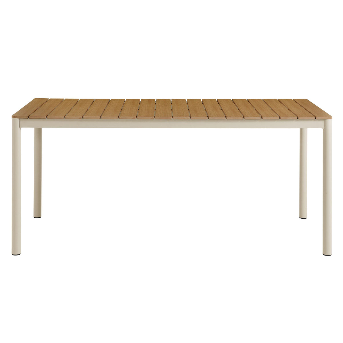 Finn Natural 71" Outdoor Patio Aluminum Dining Table with Faux Wood Top - Ornate Home