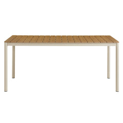 Finn Natural 71" Outdoor Patio Aluminum Dining Table with Faux Wood Top - Ornate Home
