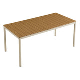 Finn Natural 71" Outdoor Patio Aluminum Dining Table with Faux Wood Top - Ornate Home