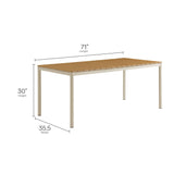 Finn Natural 71" Outdoor Patio Aluminum Dining Table with Faux Wood Top - Ornate Home