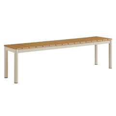 Finn Natural Outdoor Patio Aluminum Bench with Faux Wood Top (Set of 2) - Ornate Home