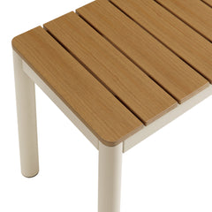 Finn Natural Outdoor Patio Aluminum Bench with Faux Wood Top (Set of 2) - Ornate Home