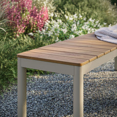 Finn Natural Outdoor Patio Aluminum Bench with Faux Wood Top (Set of 2) - Ornate Home