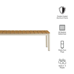 Finn Natural Outdoor Patio Aluminum Bench with Faux Wood Top (Set of 2) - Ornate Home