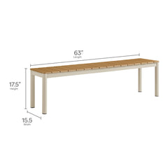 Finn Natural Outdoor Patio Aluminum Bench with Faux Wood Top (Set of 2) - Ornate Home