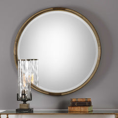 Finnick Gold Iron Coil Round Mirror - Ornate Home