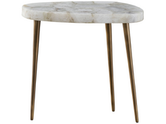 Fino Agate/Antique Satin Brass Short Side Table - Ornate Home