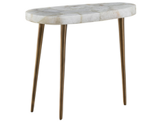 Fino Agate/Antique Satin Brass Short Side Table - Ornate Home