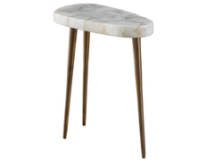 Fino Agate/Antique Satin Brass Short Side Table - Ornate Home