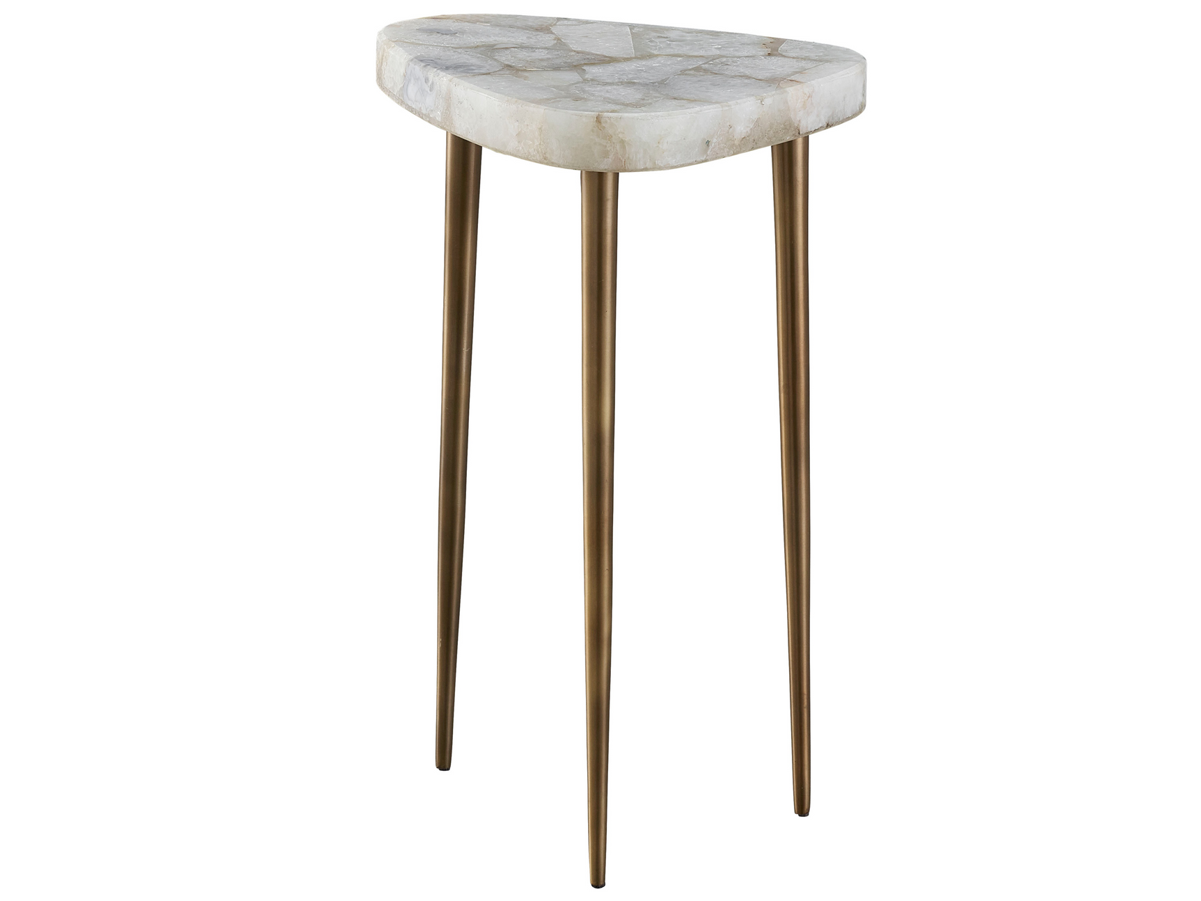 Fino Agate/Antique Satin Brass Tall Side Table - Ornate Home