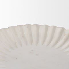 Fiora White Round Marble Scalloped Decorative Bowl