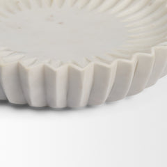 Fiora White Round Marble Scalloped Decorative Bowl