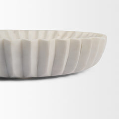 Fiora White Round Marble Scalloped Decorative Bowl