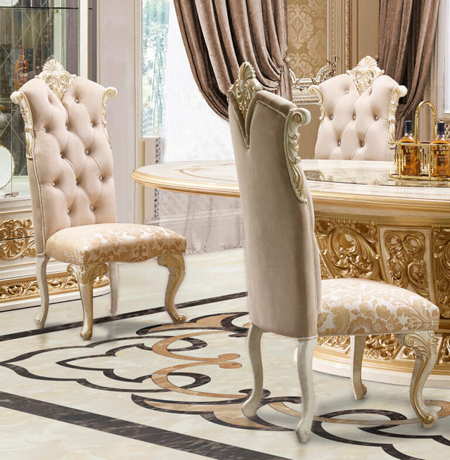Fiori di Milano Ivory/Gold Chair / HD-C903 - Ornate Home
