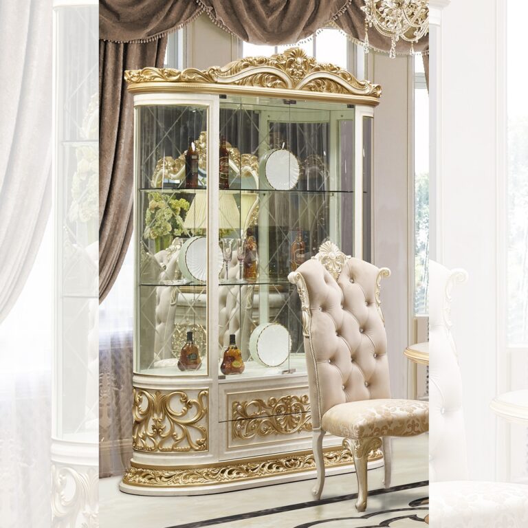 Fiori di Milano Ivory/Gold China Cabinet / HD-CH903 - Ornate Home