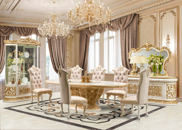 Fiori di Milano Ivory/Gold Dining Table / HD-DT903 - Ornate Home
